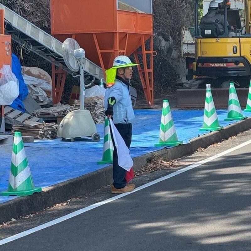 道路工事現場での交通誘導